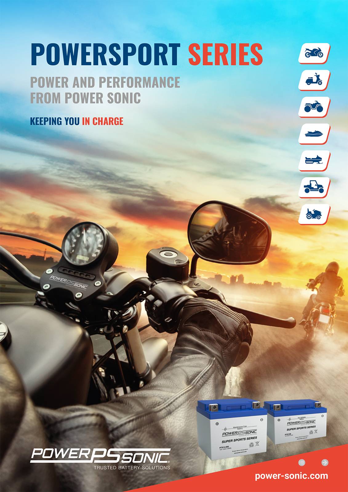 Conventional Batteries, Powersport, Flooded Cell, 6V & 12V | Power Sonic